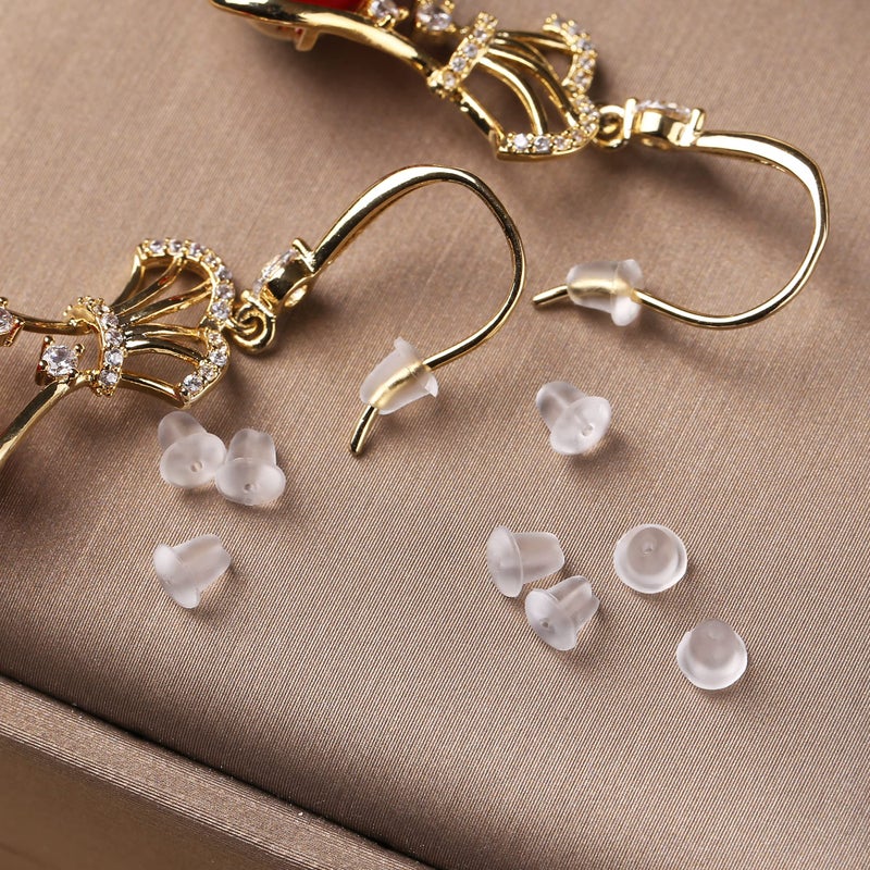 hulubo Rubber Earring Backs Soft Clear Earring Backings for Studs Hypoallergenic Silicone Earrings Backs Stopper Replacement for Women (100 Pcs) - Image 5
